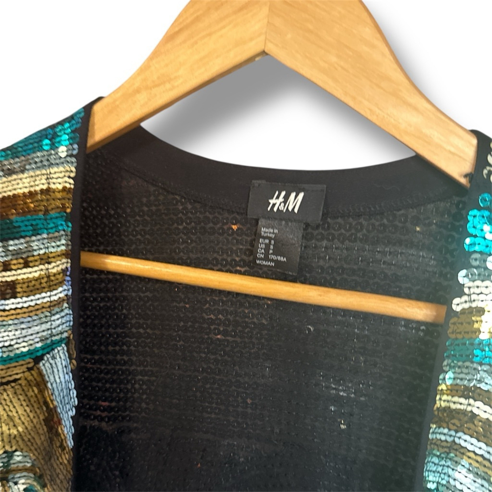 H&M Sequin Jacket Green/Gold Size S - Picture 4 of 5